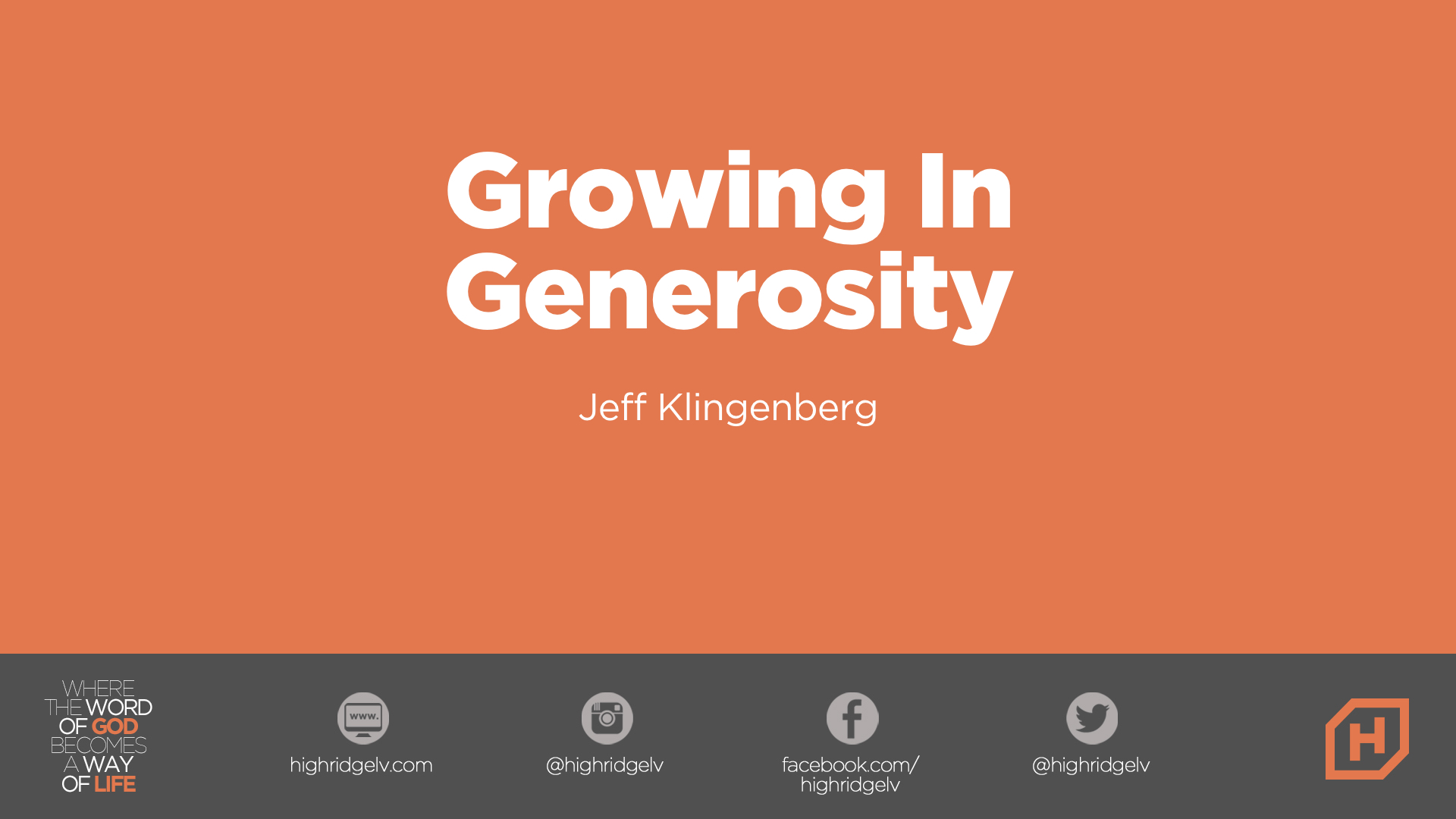 Growing In Generosity